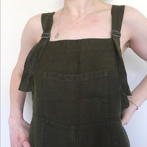 Flax Olive Linen Overalls